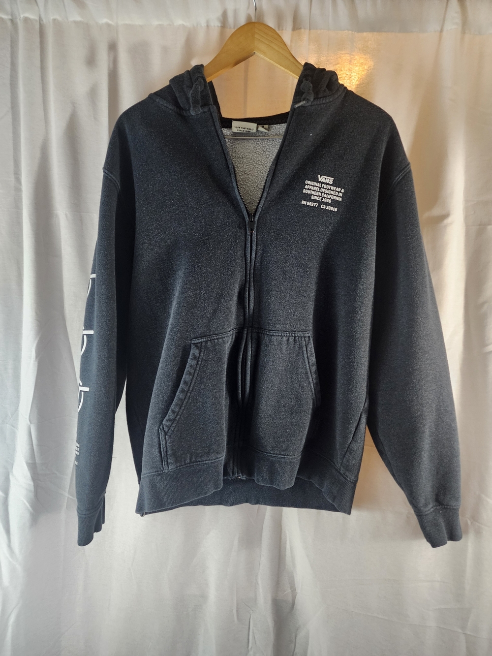 Vans Men's Black Zip-Up Hoodie Sweater M